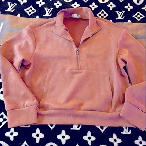 Size Medium Tahari half zip suede pullover.
